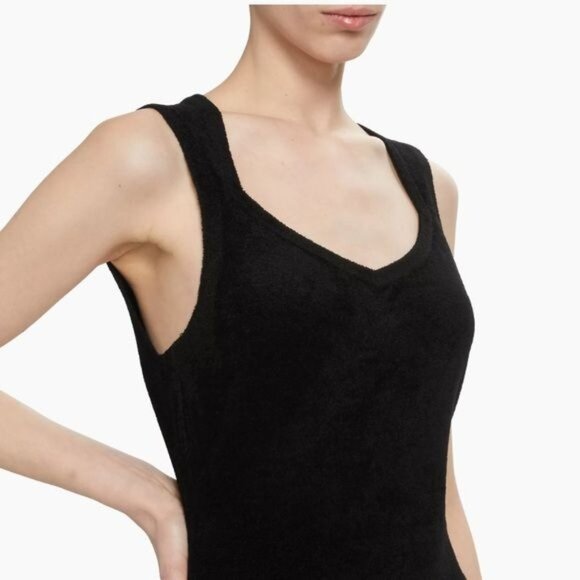 New Theory Micro Velvet Sleeveless Mini Dress in Black Size L - Picture 5 of 13